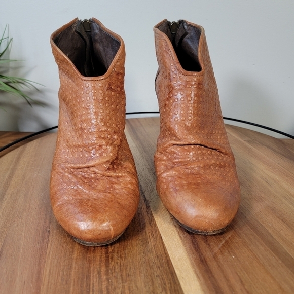 Latitude Femme Ankle Boots Leather Textured Slouch Heeled Size 38.5 - Picture 8 of 16